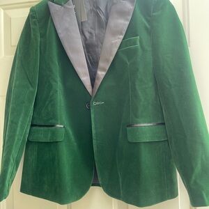 Boyland Green Velvet Blazer with Black Accents